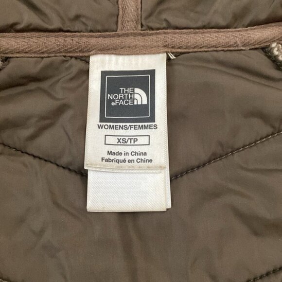 The North Face Puffer Jacket Hooded Women's XS Brown Heather Zip Pockets Quilted - Picture 3 of 15